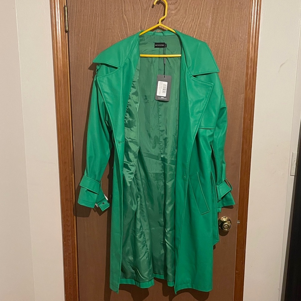 PrettyLittleThing Green Trench Coat